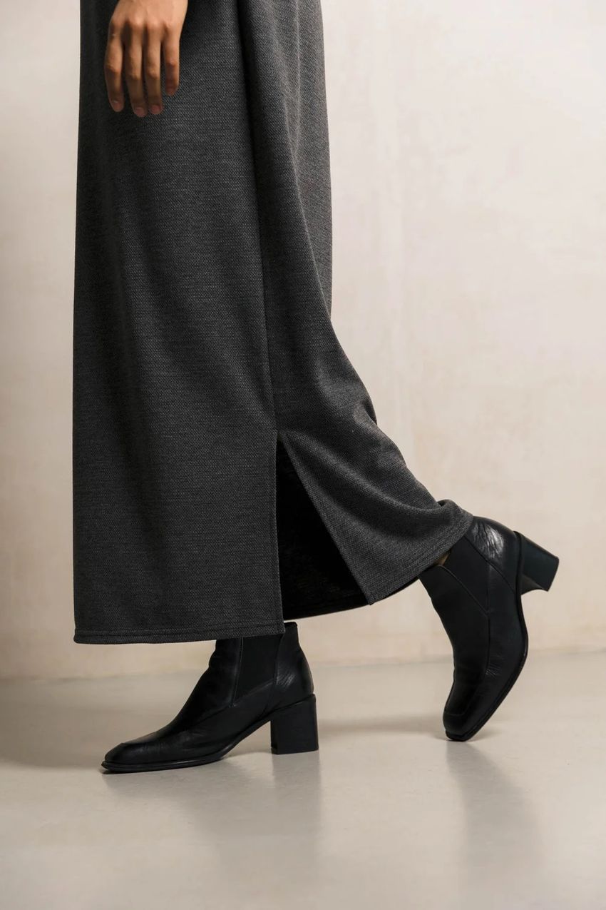 Трикотажное платье длинное серое, Серый, XXL-3XL, 50-52