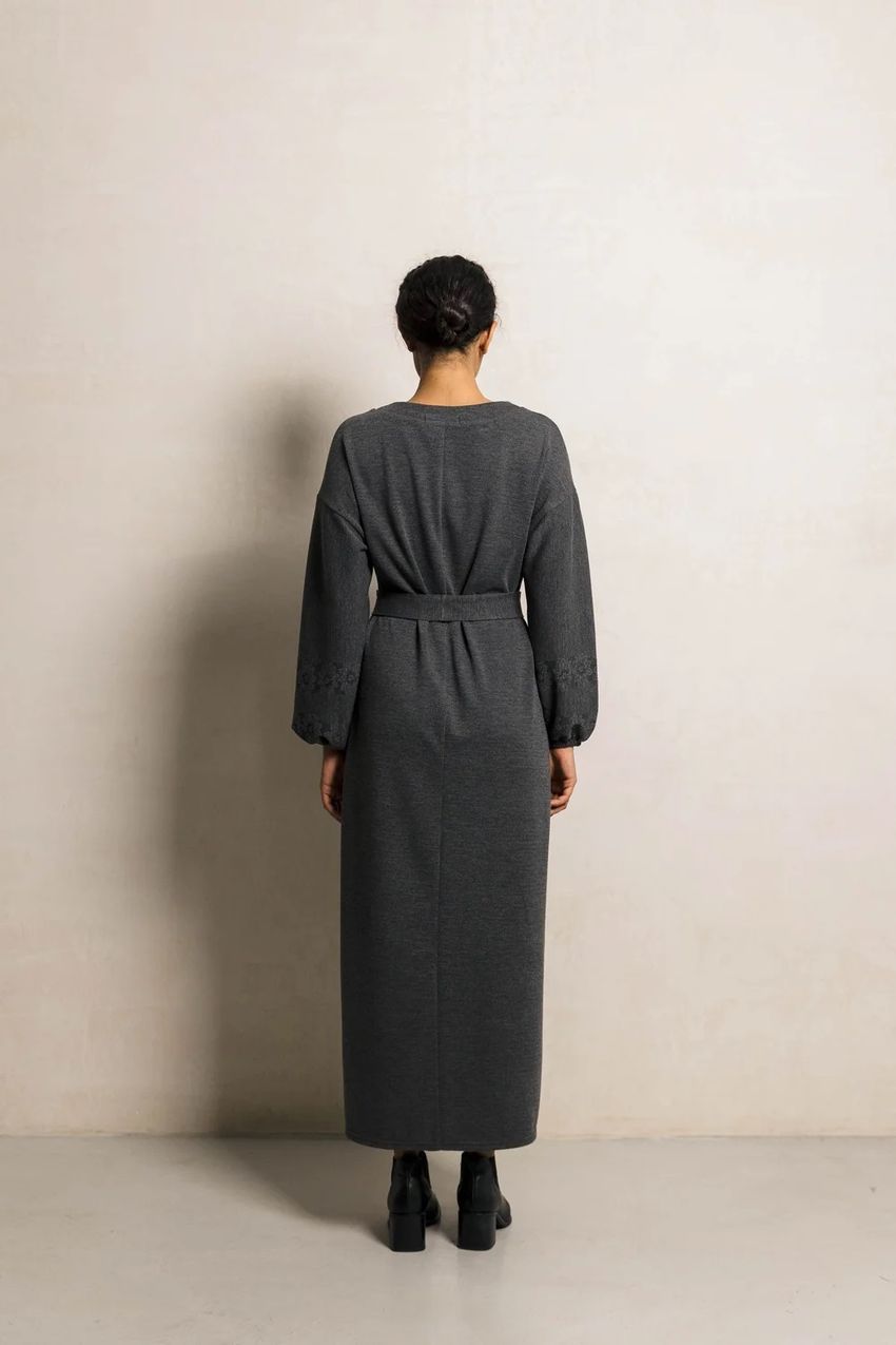 Трикотажное платье длинное серое, Серый, XXL-3XL, 50-52